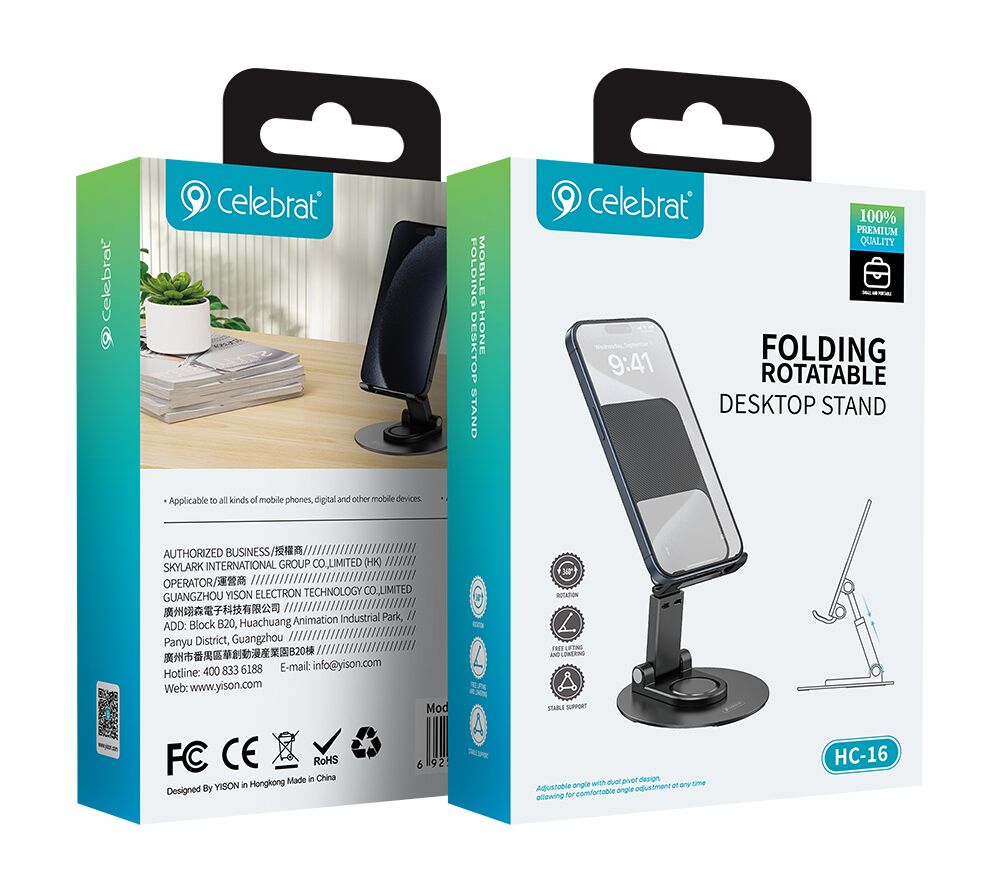 CELEBRAT βάση smartphone/tablet HC-16, foldable, μαύρη - Image 6