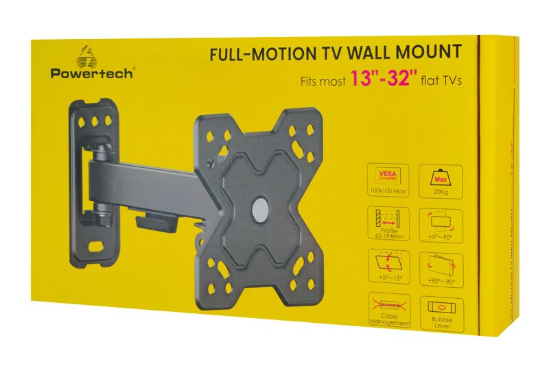 POWERTECH επιτοίχια βάση τηλεόρασης PT-1277, 13-32", έως 20kg, full motion - Image 4