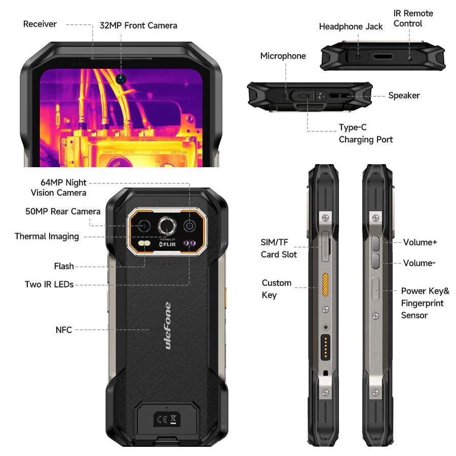 ULEFONE smartphone Armor 27T Pro, 6.78", 12/256GB, 5G, 10600mAh, IP68/IP69K, μαύρο - Image 14