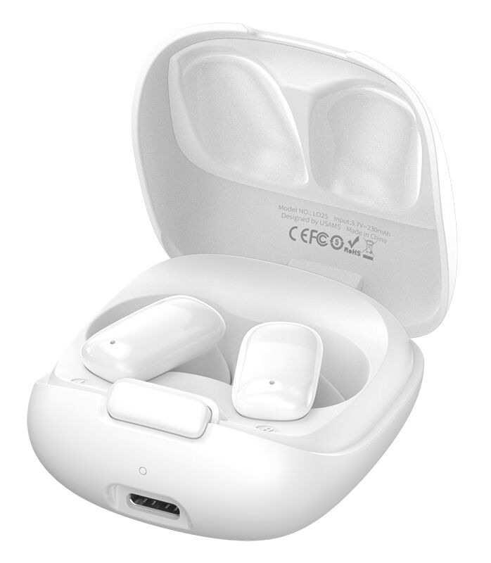 USAMS earphones με θήκη φόρτισης ID25, TWS, Φ13mm, 30/230mAh, λευκά - Image 4