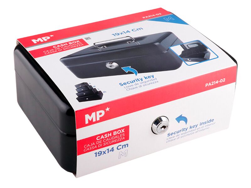 MP κουτί ταμείου με κλειδί PA214-02 με θήκη & λαβή, μεταλλικό, 19x14cm - Image 3