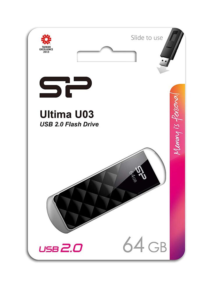 SILICON POWER USB Flash Ultima U03, 64GB, USB 2.0, μαύρο - Image 3