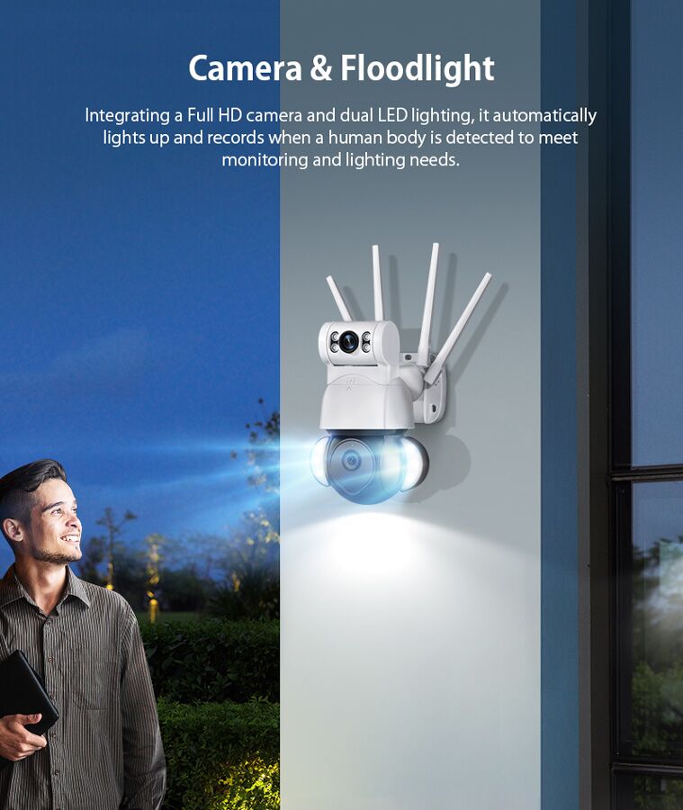 SECTEC smart κάμερα ST-428-4M-DL με προβολείς, dual lens, 4MP, Onvif PTZ - Image 4