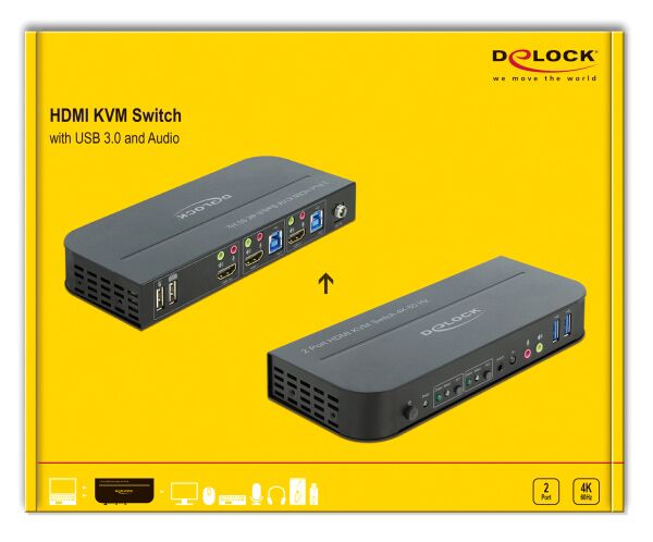 DELOCK HDMI KVM Switch 11481, 2 ports, USB 3.0, Audio, 4K/60Hz, μαύρο - Image 4