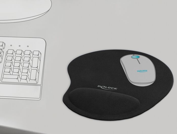 DELOCK mousepad 12040 με gel στήριγμα καρπού, 230 x 202mm, μαύρο - Image 2
