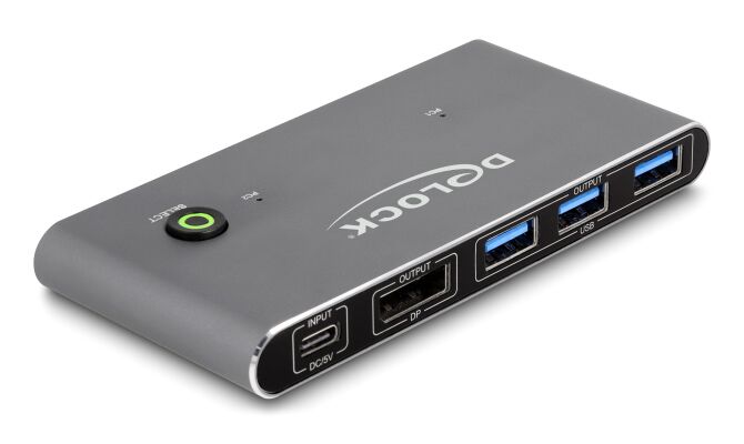 DELOCK DisplayPort KVM switch 18646 με 4x θύρες USB 5Gbps, 8K/30Hz, γκρι - Image 2