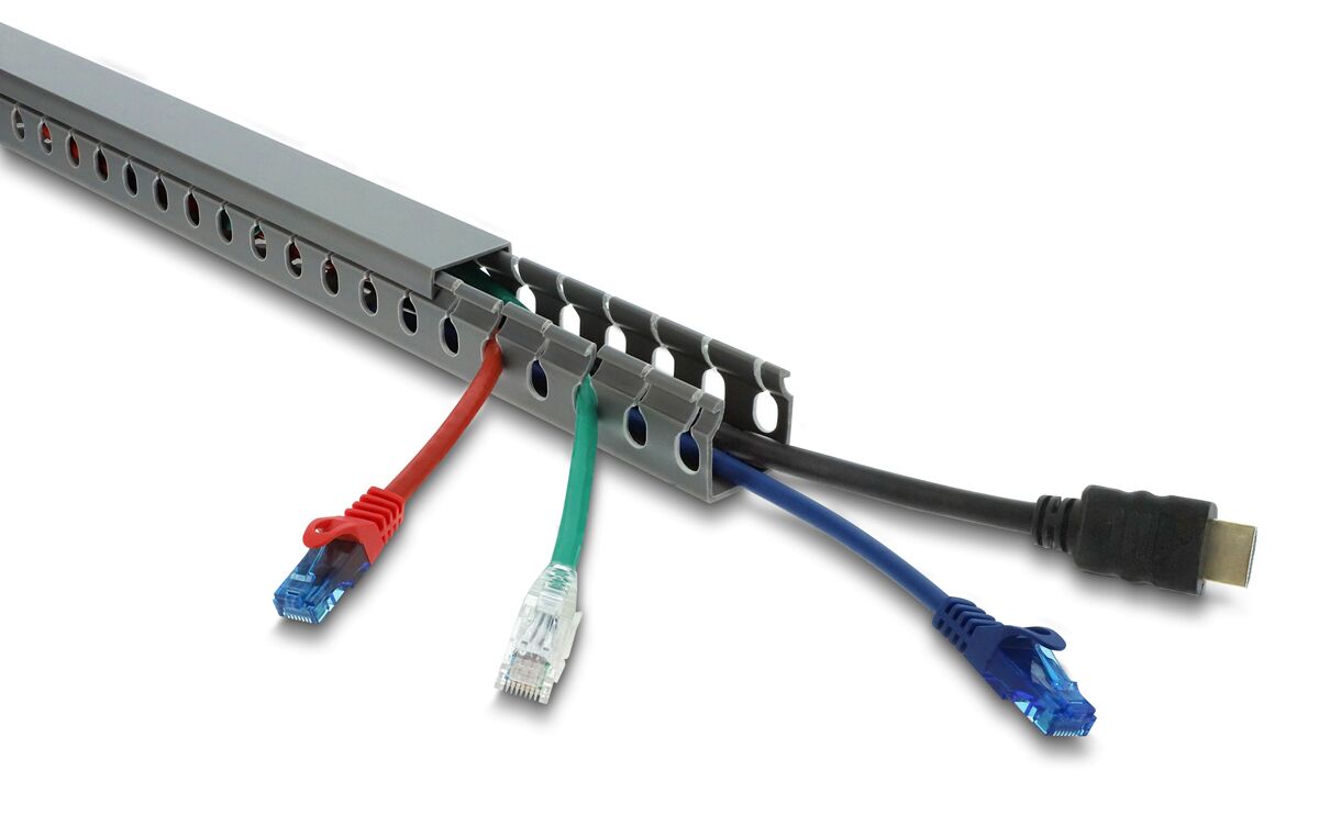 DELOCK cable management 22028, πλαστικό, 30x30mm, 1m, γκρι - Image 2