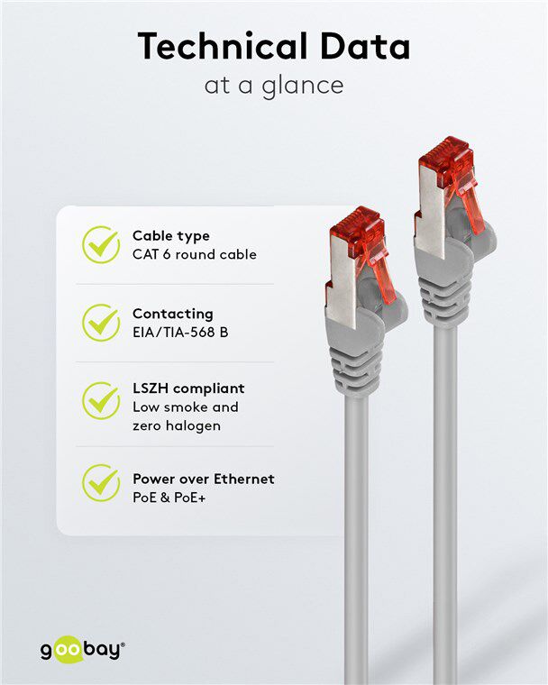 GOOBAY καλώδιο δικτύου 50895, CAT 6 S/FTP, copper, 250MHz, 50m, γκρι - Image 5