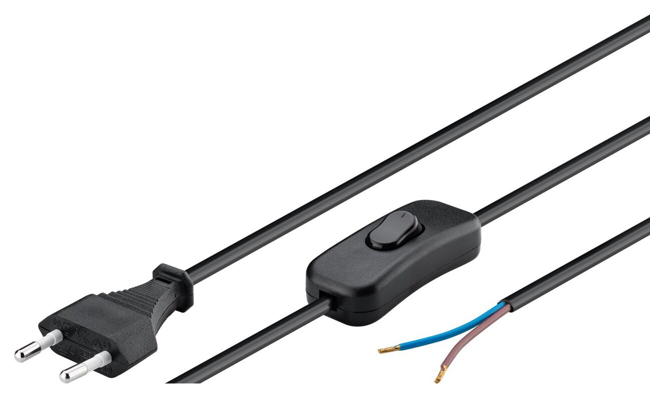 GOOBAY καλώδιο τροφοδοσίας 51350, 2x0.75mm², με διακόπτη, 1.5m, μαύρο - Image 2