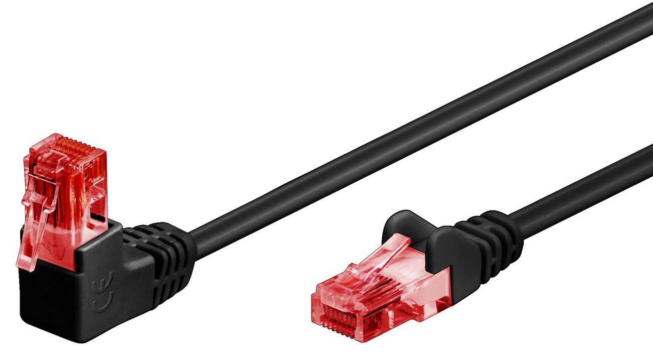 GOOBAY καλώδιο δικτύου 51515, CAT 6 U/UTP, γωνιακό, CCA, 1m, μαύρο