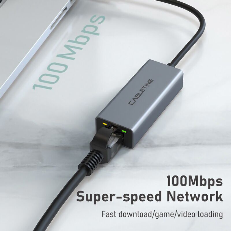 CABLETIME αντάπτορας δικτύου CT-AML100, USB, 100Mbps Ethernet, γκρι - Image 2