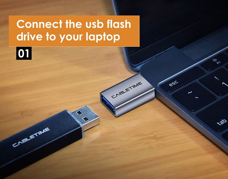 CABLETIME αντάπτορας USB-C σε USB CT-CMAFOTG, 5Gbps, γκρι - Image 3