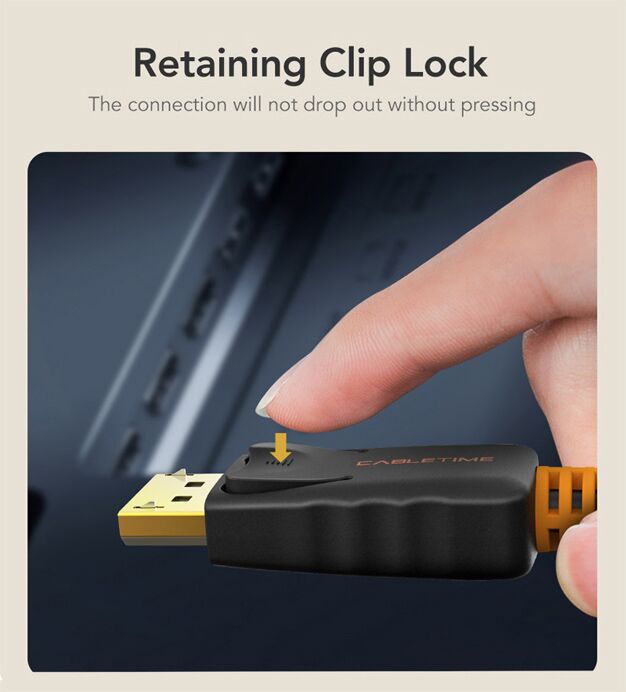 CABLETIME καλώδιο DisplayPort CT-01G, 4K/60Hz, 4.5m, μαύρο - Image 4