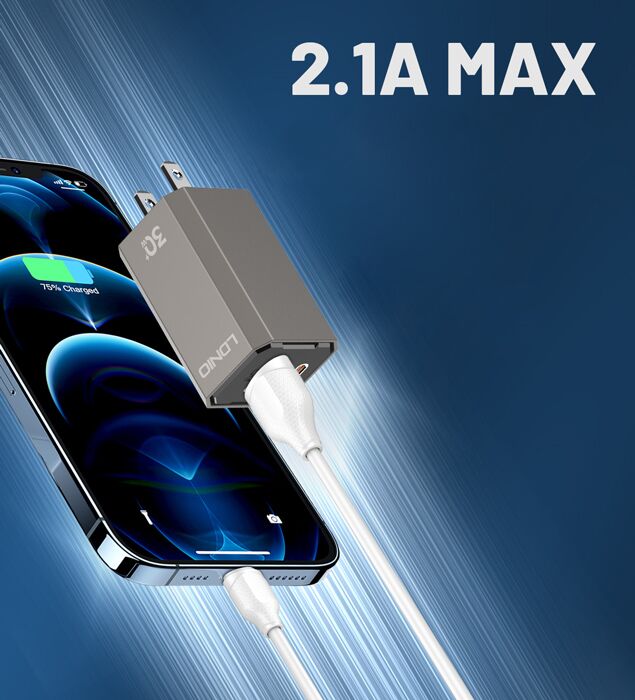 LDNIO καλώδιο Lightning σε USB LS372, 2.1A, 2m, λευκό - Image 2