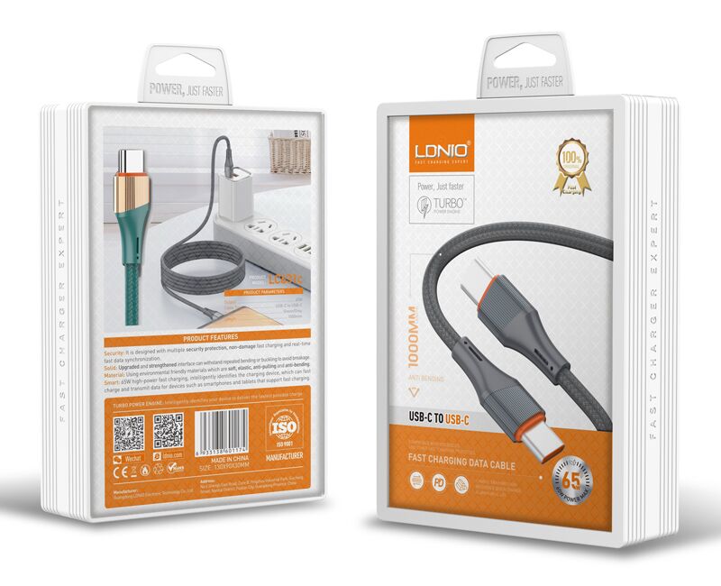 LDNIO καλώδιο USB-C σε USB-C LC631C, 65W PD, 1m, πράσινο - Image 5