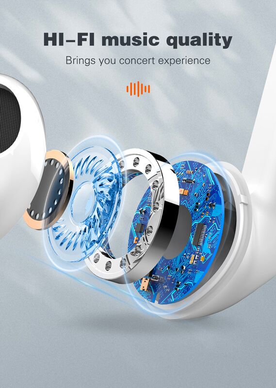 LDNIO earphones με θήκη φόρτισης T03, True Wireless, HiFi, Φ13mm, λευκά - Image 4
