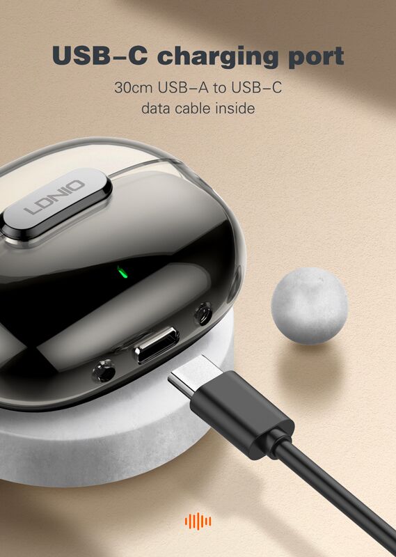 LDNIO earphones με θήκη φόρτισης T03, True Wireless, HiFi, Φ13mm, λευκά - Image 7