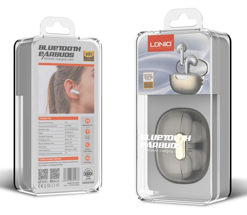 LDNIO earphones με θήκη φόρτισης T03, True Wireless, HiFi, Φ13mm, λευκά - Image 9