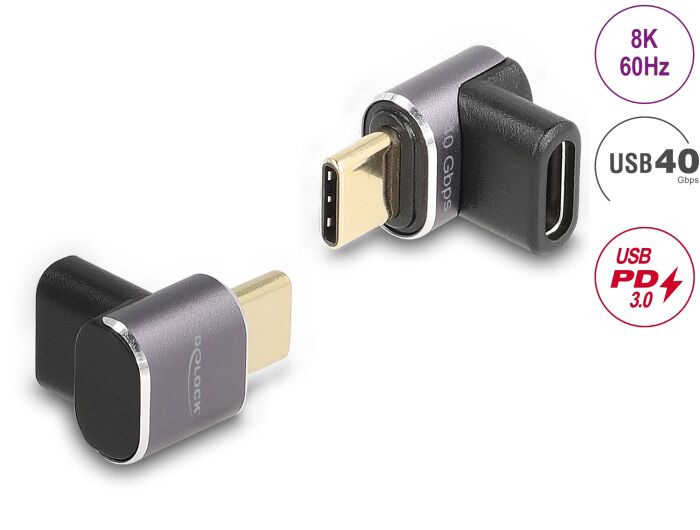 DELOCK αντάπτορας USB-C 60059, αρσενικό σε θηλυκό, 100W, 40Gbps, γκρι - Image 3