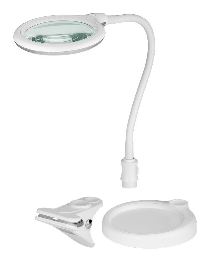 GOOBAY μεγεθυντικός φακός 60359 με κλιπ & βάση, LED, 3 διόπτρες, λευκός