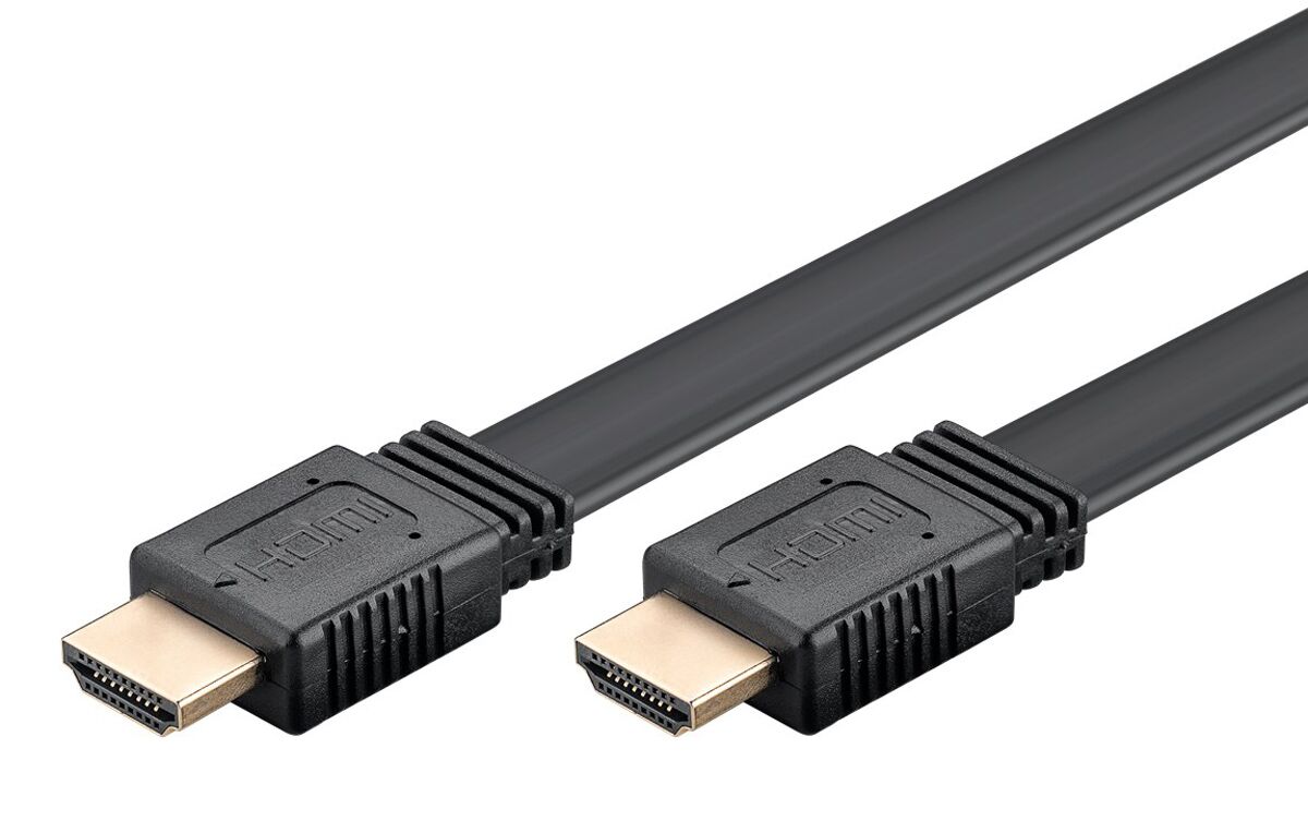 GOOBAY καλώδιο HDMI 2.0 61280, Ethernet flat, 4K/60Hz 18 Gbps, 3m, μαύρο