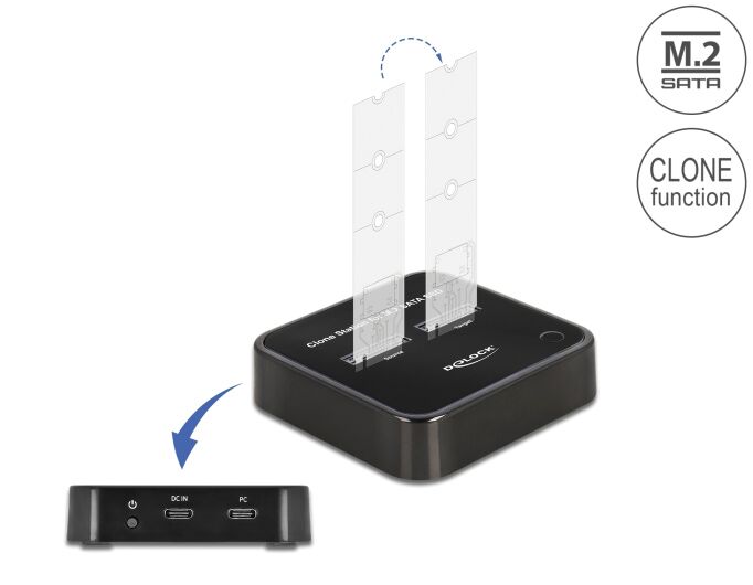 DELOCK docking station για M.2 SATA SSD 64178, 2 θέσεων, 6Gbps, clone function, μαύρο - Image 2