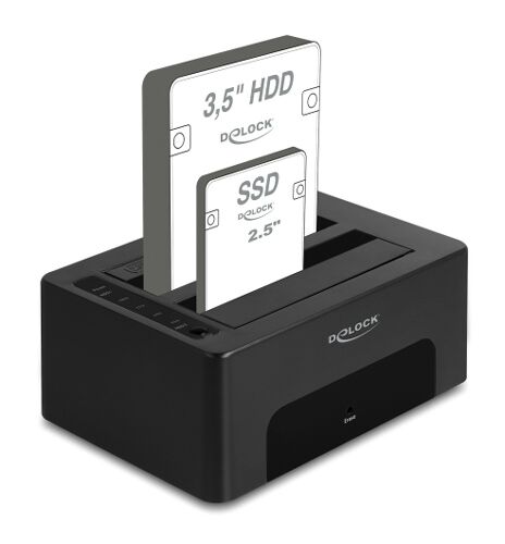 DELOCK docking station για 2.5" ή 3.5" SATA HDD/SSD 64187, 2 θέσεων, 5Gbps, clone/erase function, μαύρο - Image 2