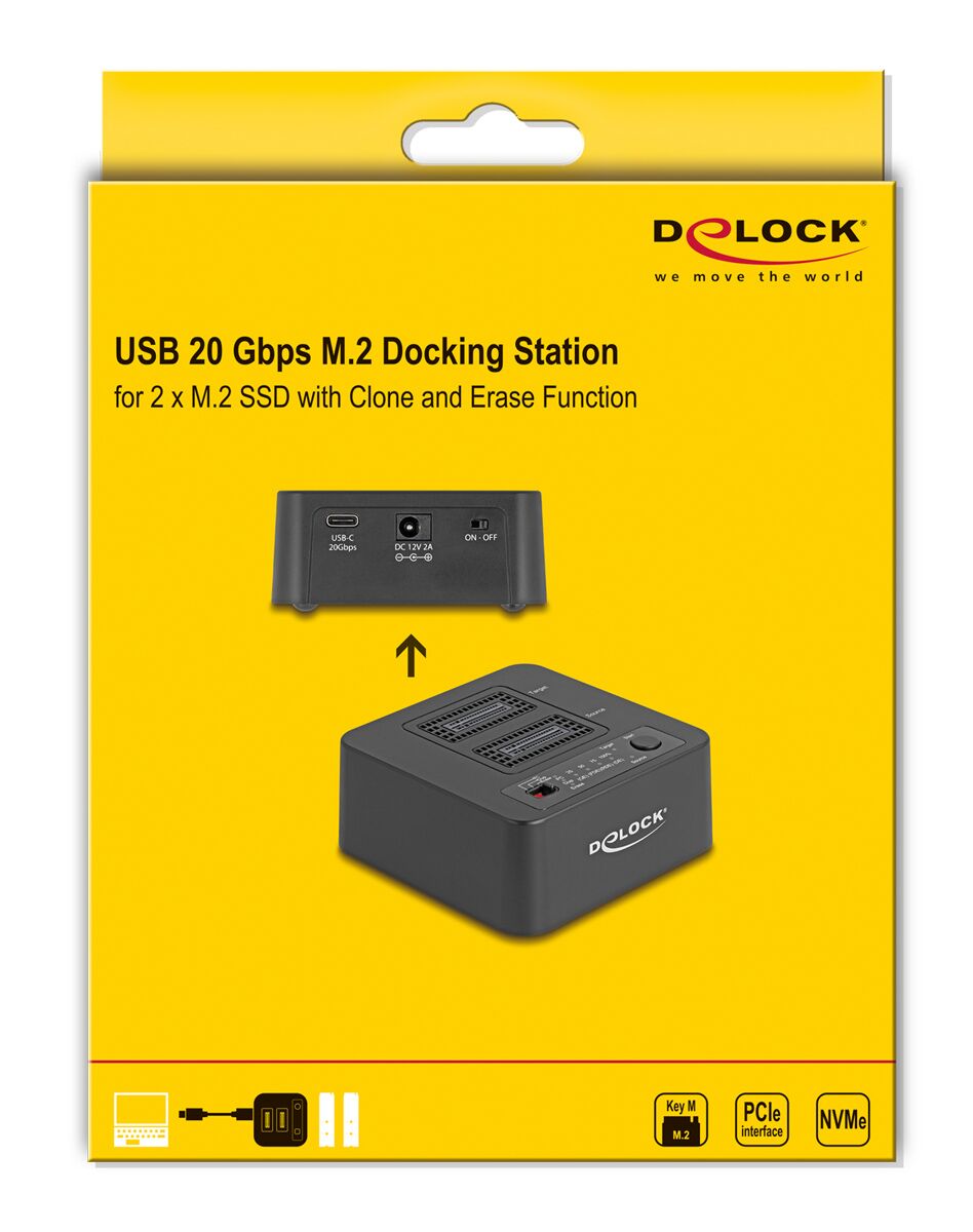 DELOCK docking station για M.2 NVMe SSD 64300, 2 θέσεων, 20Gbps, clone/erase function, μαύρο - Image 6