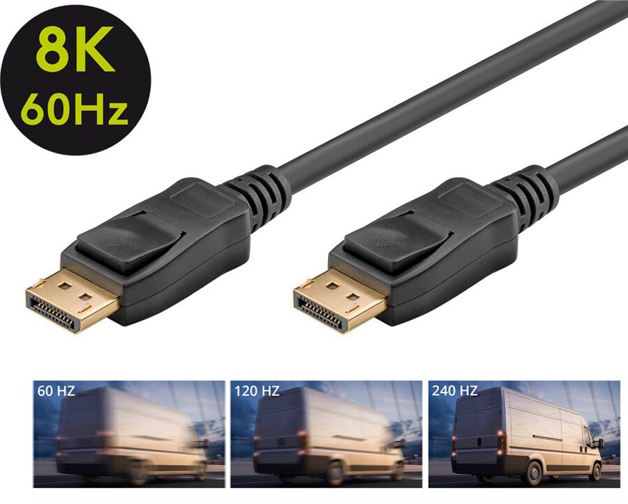 GOOBAY καλώδιο DisplayPort 64797, 8K/60Hz, 32.4 Gbps, 1m, μαύρο - Image 2