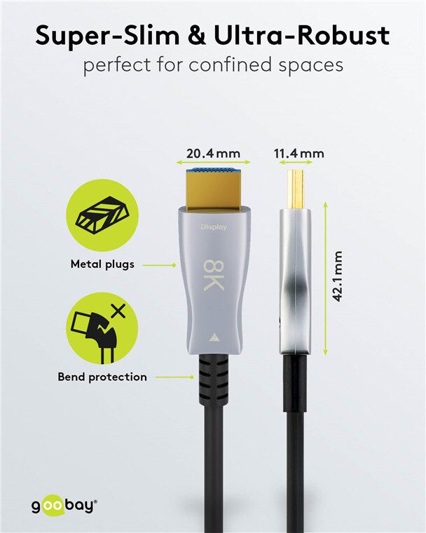 GOOBAY καλώδιο HDMI 2.1 65559 με Ethernet, 8K/60Hz, 48 Gbps, 20m, μαύρο - Image 6