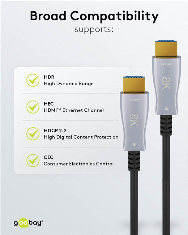 GOOBAY καλώδιο HDMI 2.1 65559 με Ethernet, 8K/60Hz, 48 Gbps, 20m, μαύρο - Image 7