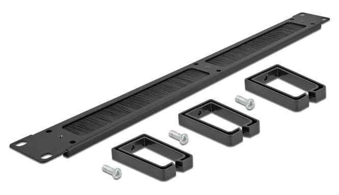 DELOCK cable management 66488, 19"/1U rack, 3x γάντζοι & βούρτσα, μαύρο - Image 4