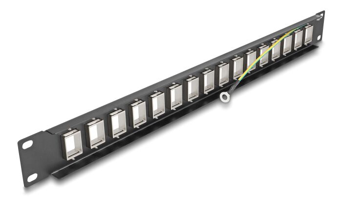 DELOCK Keystone patch panel 66758, 19"/1U, 16x ports, μαύρο - Image 2