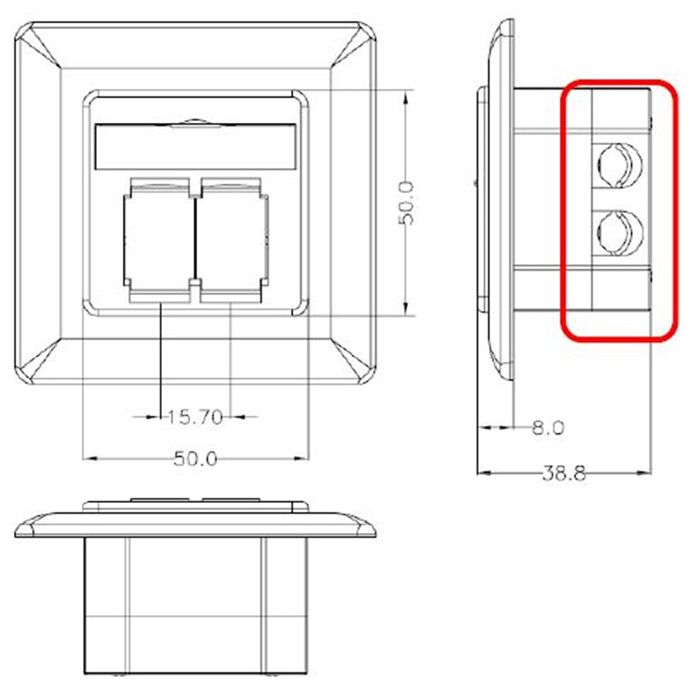 GOOBAY επιτοίχια πρίζα CAT 6 68244, 2x RJ45, 80x80mm, λευκή - Image 4