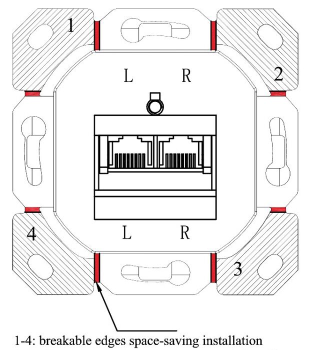 GOOBAY επιτοίχια πρίζα CAT 6 68244, 2x RJ45, 80x80mm, λευκή - Image 6