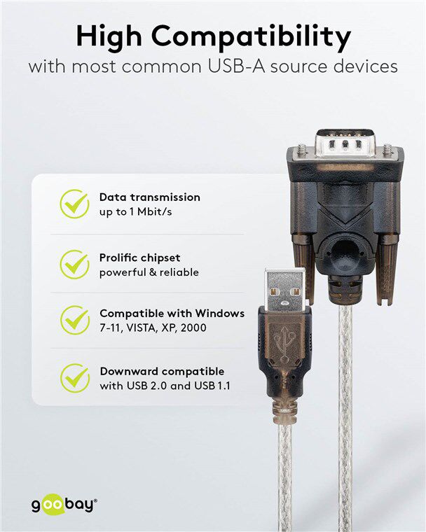 GOOBAY καλώδιο USB σε RS-232 68875, 1 Mbit/s, 1.5m, διάφανο - Image 3