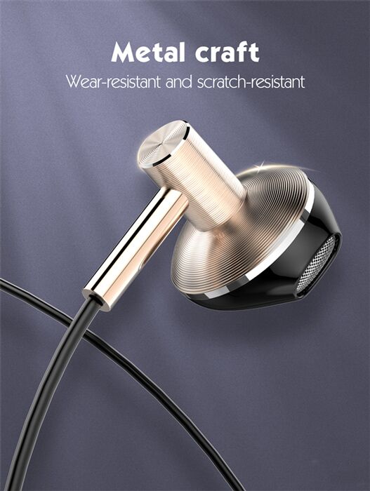 LDNIO earphones με μικρόφωνο HP09, 3.5mm σύνδεση, Φ13mm, 1.2m, ροζ χρυσό - Image 2