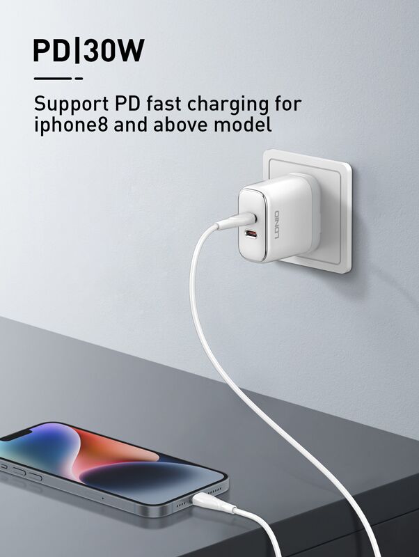 LDNIO καλώδιο Lightning σε USB-C LC611I, 30W PD, 1m, λευκό - Image 2