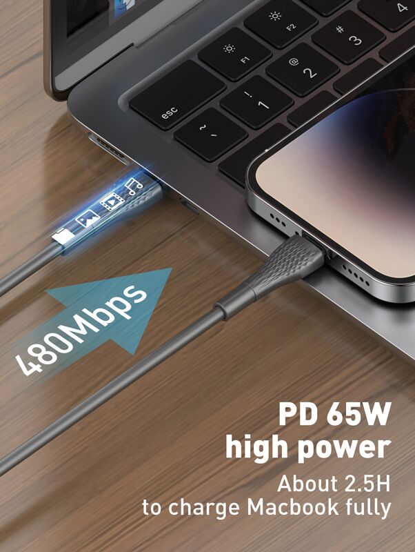 LDNIO καλώδιο USB-C σε USB-C LC672C, 65W PD, 2m, μπλε - Image 3