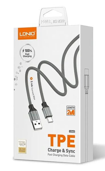 LDNIO καλώδιο USB-C σε USB LS442, 2.4A, 2m, γκρι - Image 4
