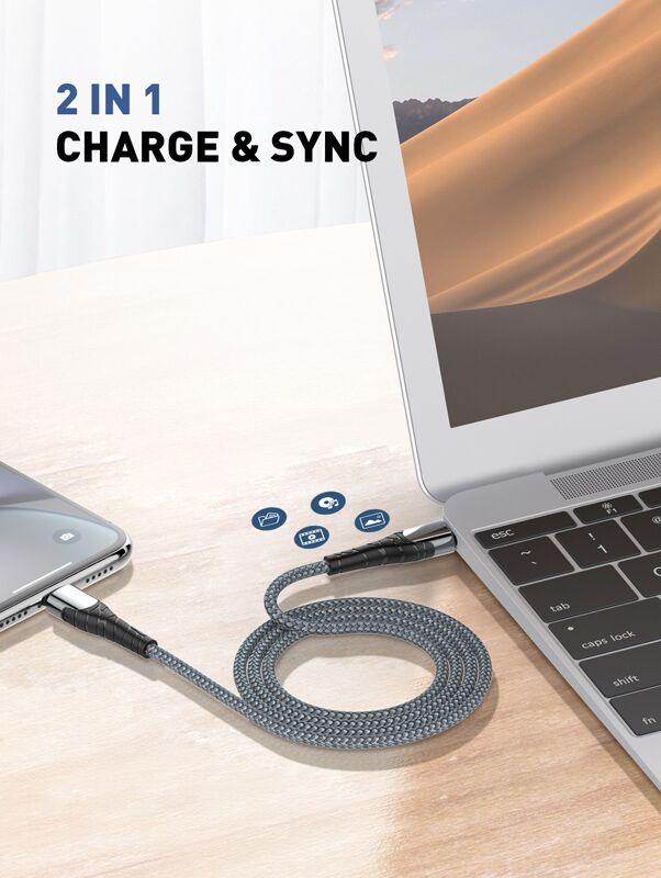LDNIO καλώδιο Lightning σε USB-C LC112, 30W PD, 2m, γκρι - Image 3