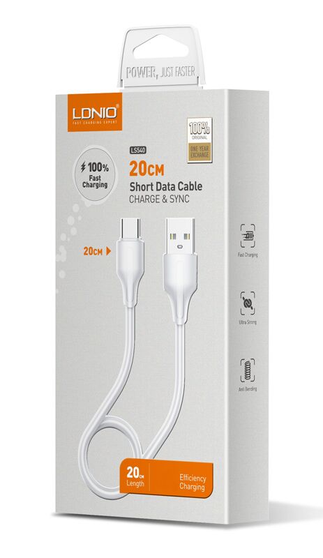LDNIO καλώδιο Micro USB σε USB LS540, 2.4A, 20cm, λευκό - Image 3