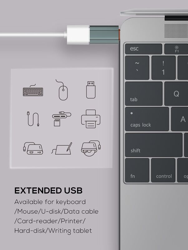 LDNIO αντάπτορας USB-C σε USB LC140, αρσενικό σε θηλυκό, γκρι - Image 2