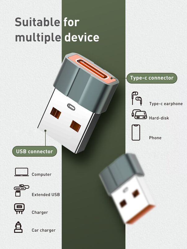 LDNIO αντάπτορας USB σε USB-C LC150, αρσενικό σε θηλυκό, γκρι - Image 3