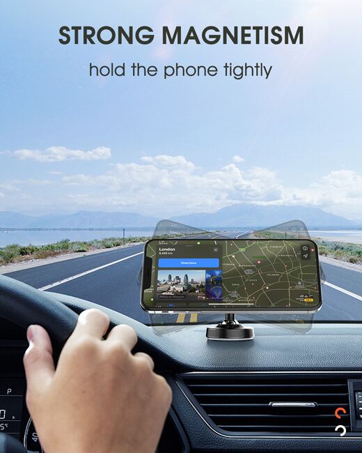 LDNIO βάση smartphone αυτοκινήτου MG08 για ταμπλό, μαγνητική, μαύρη - Image 2
