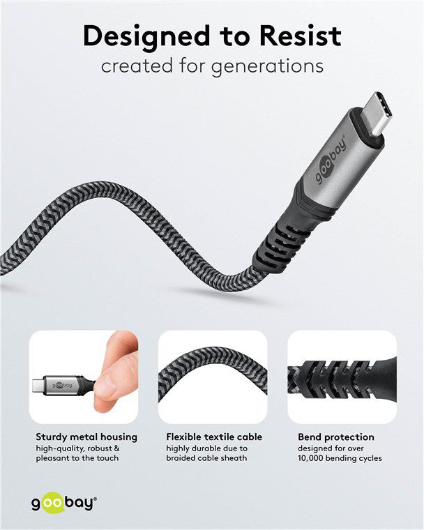 GOOBAY καλώδιο USB-C 74212, USB4, 240W, 40Gbps, 8K/60Hz, 1.5m, γκρι - Image 6