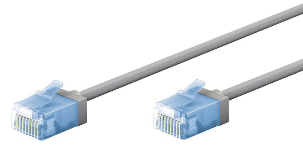 GOOBAY καλώδιο δικτύου 74219, CAT 6A U/UTP, ultra slim, copper, 500MHz, 0.15m, γκρι