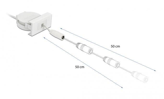 DELOCK module καλώδιο τροφοδοσίας Easy 45 81376, ανασυρόμενο 50cm, λευκό - Image 2