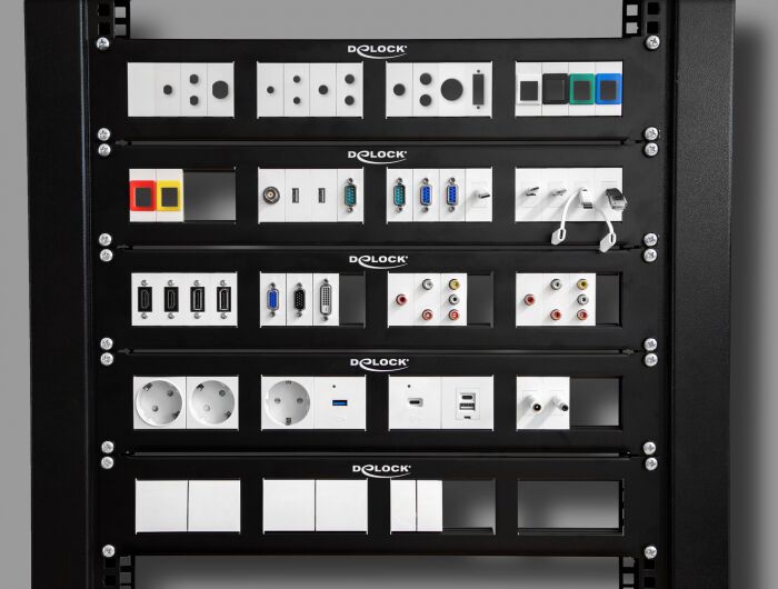 DELOCK patch panel Easy 45 81379, 10", 2U, 90.5x45.2mm x2, μαύρο - Image 3