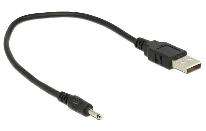 DELOCK καλώδιο USB σε DC 3.0 x 1.1mm 83793, 27cm, μαύρο